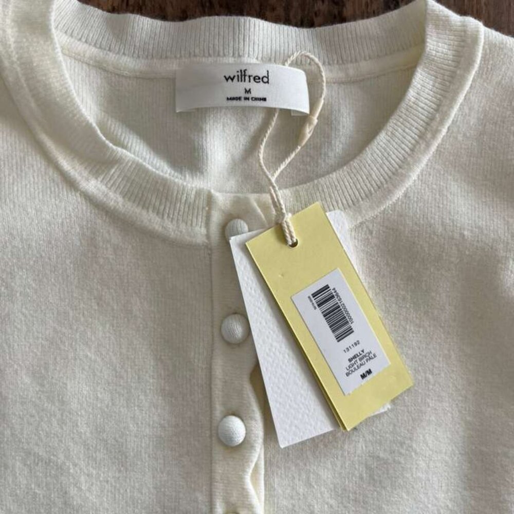 Wilfred Button Front Knit Cardigan – Cream / Ivory – Size M – New With Tags